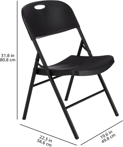 Vista 3 de Amazon Basics Silla Plegable Portátil Resistente de Plástico Plegable, Capacidad de 350 Libras, Negro, Paquete de 2