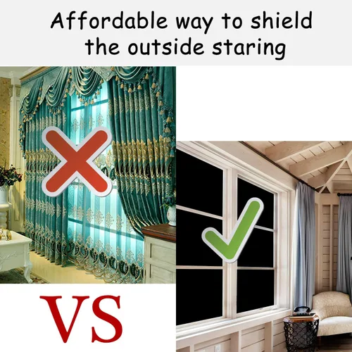 Vista 6 de Película opaca para ventana, tinte adhesivo estático 100% bloqueo de luz sin pegamento para privacidad en el hogar, oscurecimiento de la habitación