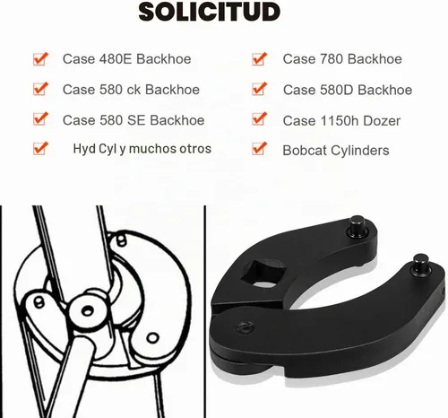 Vista 7 de Sunluway 1266 Llave de tuerca de casquillo ajustable universal para cilindros hidráulicos en la mayoría de equipos de granja y construcción