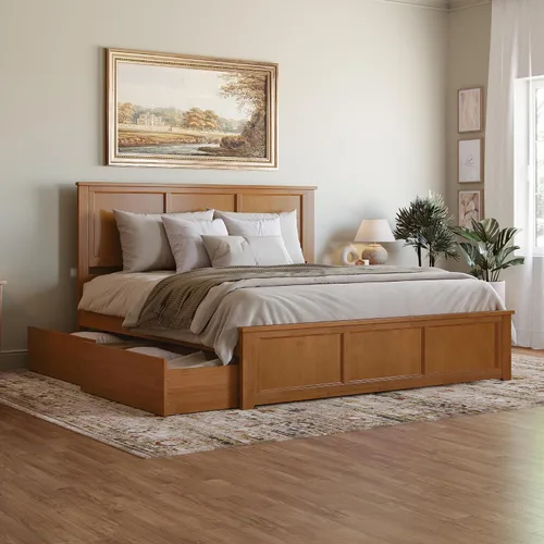 Vista 22 de AFI, Madison - Cama de plataforma de almacenamiento matrimonial con estribo a juego, color espresso