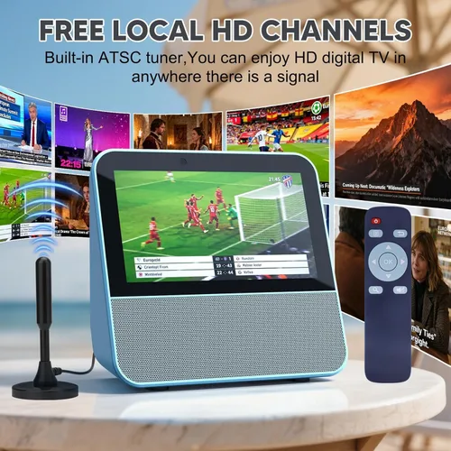 Vista 4 de Mini TV portátil de 7 pulgadas: pantalla táctil HD 1080P Smart TV portátil con sintonizador ATSC - Máquina de karaoke con Bluetooth - TV con batería