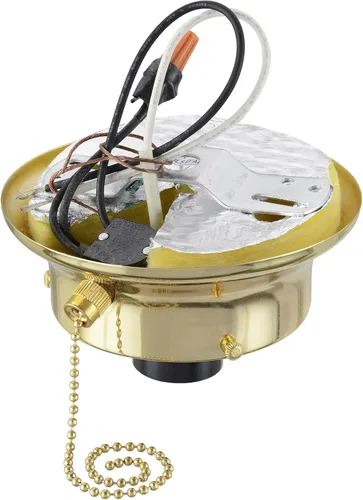 Vista 3 de Aspen Creative 22101-06-1 Kit de soporte de techo de montaje empotrado con interruptor de cadena de encendido/apagado en acabado de latón cepillado