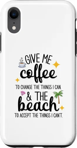 Vista 8 de iPhone 15 Funny Beach and Coffee Lovers "Give Me Coffee and the Beach" Case