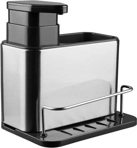 Vista 7 de RedCall Dispensador de jabón para fregadero de cocina, soporte de esponja 3 en 1 para fregadero de cocina, organizador de fregadero de cocina
