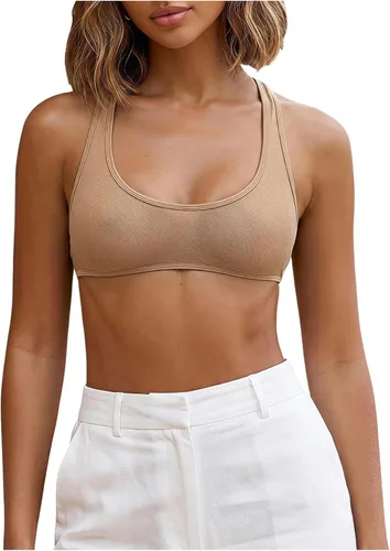 Vista 16 de RoseSeek Brasier deportivo de malla transparente para mujer, sin mangas, con espalda cruzada Negro