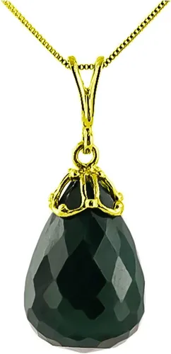 Vista 3 de Galaxy Gold GG Collar de oro macizo de 14 quilates con esmeralda natural Briolette