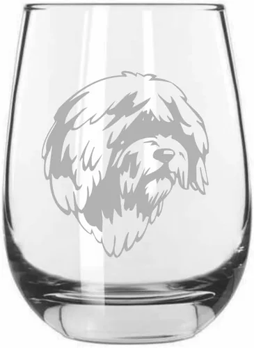 Vista 108 de Shar Pei (chino) - Vaso de vino sin tallo grabado para perro, 15.25 onzas