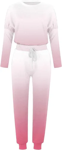 Vista 4 de Jogger Sets for Women 2 Piece Long Pants Crew Neck Long Sleeve Shirts Drawstring Sweatpants Pocket Soft Lounge Sets