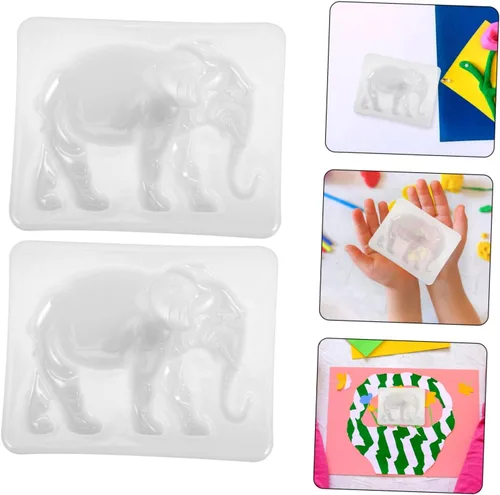 Vista 5 de Didiseaon Molde de elefante divertido Molde de silicona de pegamento de cristal DIY Material de silicona de forma redonda