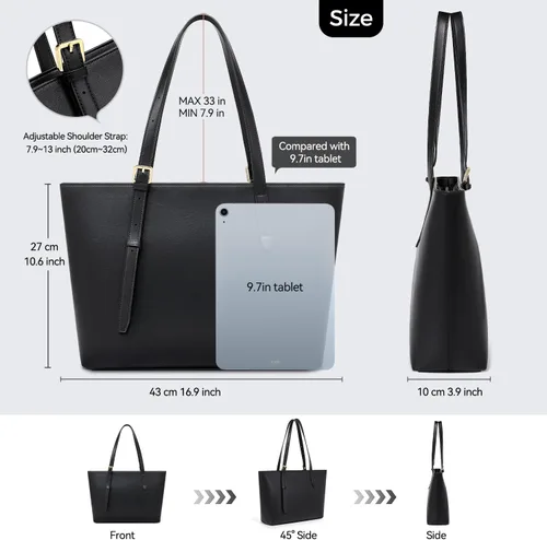 Vista 7 de Peacocktion Bolso de mano para mujer, de piel sintética suave, bolso de mano para mujer, trabajo, diario, oficina, viajes