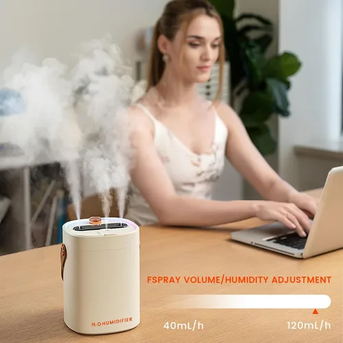 Vista 5 de Humidificador de 2L para dormitorio, humidificadores portátiles de niebla fría, ultra silencioso, 20 dB, humidificador de aire de llenado superior