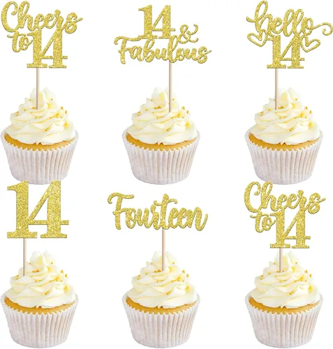 Vista 102 de 30 piezas de adornos para cupcakes de 12 cumpleaños feliz, brillantes doce, hola 12, felicitaciones a 12 años, adornos para cupcakes, 12