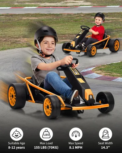 Vista 14 de Go Kart alimentado por batería de 24 V para niños de 8 a 15 años Azul