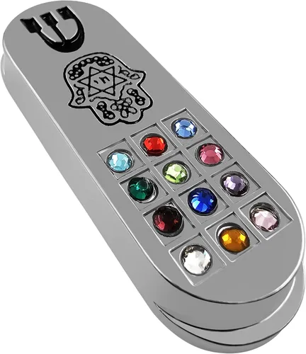 Vista 3 de TALISMAN4U Protección CAR MEZUZAH con viajeros Pergamino de oración Hamsa Hoshen Mezuza de Israel Jerusalén Arte Judaica Regalo