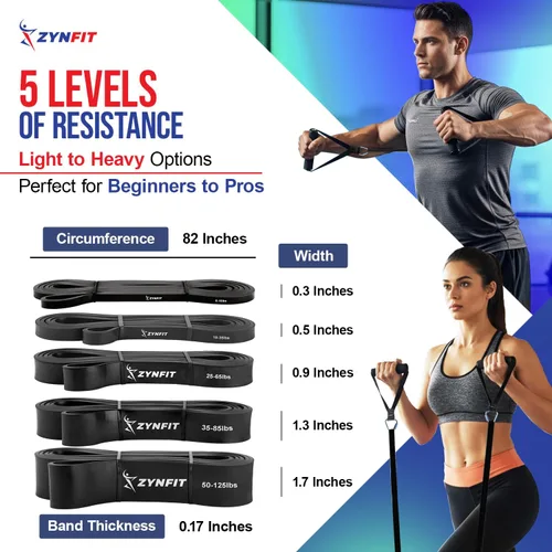 Vista 4 de Juego de bandas de resistencia de látex 100% natural con anclaje de puerta, bandas de dominadas de 5 niveles para entrenamiento, entrenamiento
