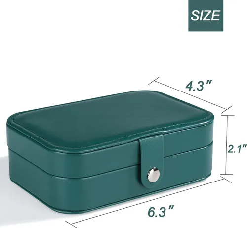 Vista 6 de Joyero de viaje, organizador de joyas pequeño de piel sintética para mujeres y niñas, mini estuche de viaje portátil de doble capa, cajas