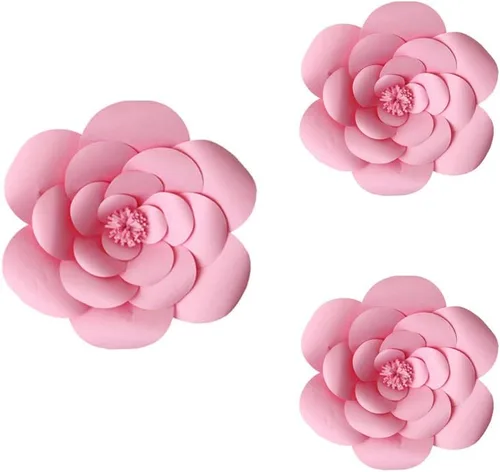 Vista 6 de N/C 3 piezas de flores de papel para fiesta, flores de papel para fondo de boda, decoración DIY hecha a mano para fondo de boda, decoración de pared