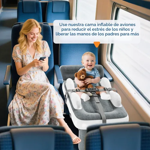 Vista 7 de Cama inflable de avión para niños pequeños con bolsa de transporte