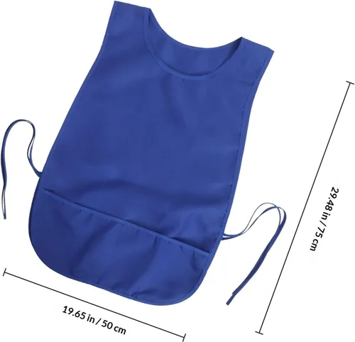 Vista 2 de COLLBATH Waterproof Polyester Apron with Adjustable Ties and Pockets Grease-proof Kitchen Vest Apron for Cooking Baking Restaurant Use