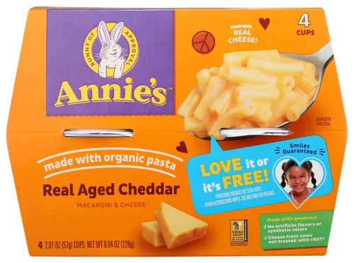 Vista 17 de Tazas de macarrones con queso al microondas de queso cheddar real envejecido de Annie's, con pasta orgánica, hechas con queso real, guarnición