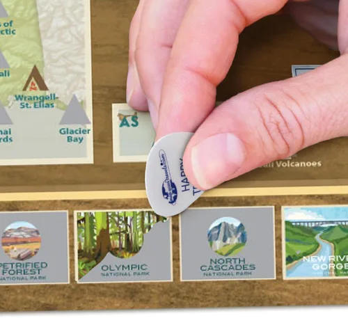 Vista 2 de Map Your Travels National Park Travel Quest - Póster de mapa para rascar Incluye herramienta para rascar (16 x 28 pulgadas) ACTUALIZADO OTOÑO 2024