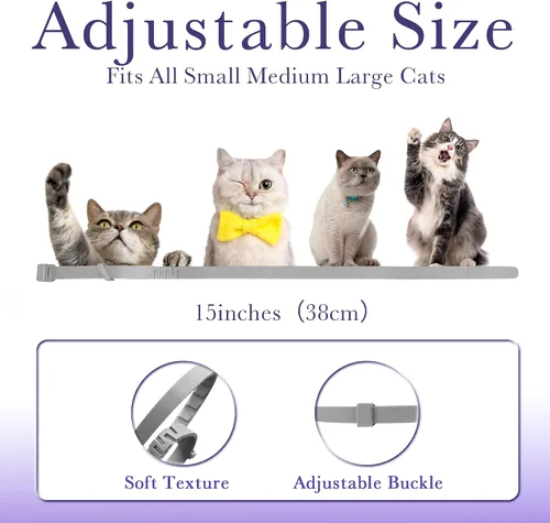 Vista 5 de Paquete de 4 collares calmantes para gatos, collar ajustable calmante para gatos, collar calmante para gatos, antiagresión para gatos, alivio