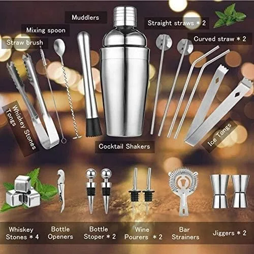 Vista 3 de Bartender's Kit 22PCS Coctelera Bar Set Principiante Barman Herramientas Kit Bartending Herramientas