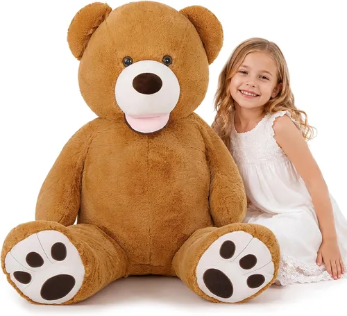 Vista 7 de MorisMos Oso de Peluche Gigante, Oso de 39 Pulgadas, Animales de Peluche Grandes con Huellas Grandes, Osos de Peluche de Regalo para Niños