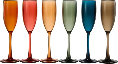 Vista 7 de The Wine Savant - Juego de 6 copas de champán de plástico acrílico estilo europeo Copas de champán coloreadas reutilizables para brindis 100%