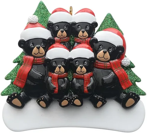 Vista 6 de Adorno personalizado de oso negro 2025 – Decoración de árbol de Navidad de familia de 2, animal del bosque, adorno de nuestra primera Navidad juntos