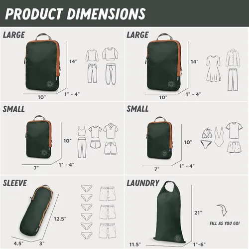 Vista 3 de TRIPPED Travel Gear Compression Packing Cubes for Travel - Luggage and Backpack Organizer Packaging Cubes for Clothes
