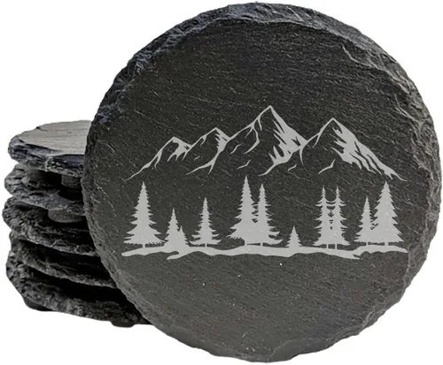 Vista 31 de Mountain Majesty - Posavasos de pizarra con impresionante diseño de escena de montaña, perfectos para decoración del hogar y la oficina y protección