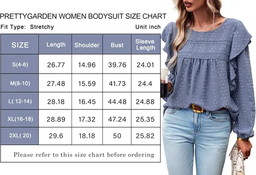 Vista 6 de PRETTYGARDEN Blusa tipo túnica de punto suizo de ganchillo para mujer 2023