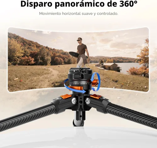 Vista 3 de K&F CONCEPT Trípode de viaje de fibra de carbono de 60" para cámara