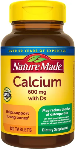 Vista 12 de Nature Made Calcio 600 mg con Vitamina D3, Suplemento Dietético para Apoyo Óseo, 60 Tabletas Suplemento de calcio para la salud ósea, suplemento