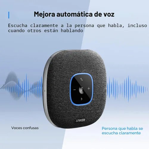 Vista 4 de Anker PowerConf S3 - Altavoz con 6 micrófonos, captación de voz mejorada, tiempo de llamada 24 horas, control de aplicaciones, Bluetooth 5, USB C