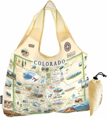 Vista 12 de Xplorer Maps Bolsa con asas – Bolsa de compras reutilizable para comestibles, plegable y lavable de nailon, resistente y compacta