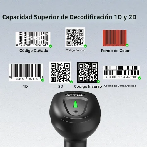 Vista 3 de Alacrity Escáner de Código de Barras Inalámbrico 2D 1D con Soporte, Conectividad 3 en 1 Bluetooth 2.4G Inalámbrico USB con Cable, Lector de Código
