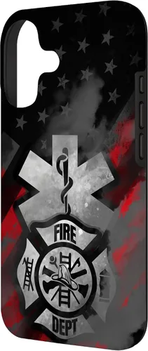 Vista 2 de EMT EMS Firefighter Red Smoke Line USA American Flag Case for iPhone 17