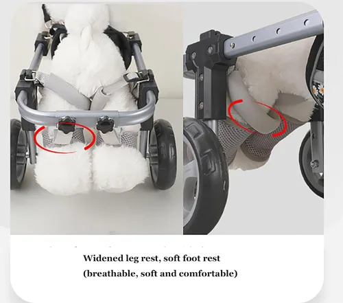 Vista 4 de Dog Wheelchair for Back Legs 2/4-Wheels, Adjustable Pets Hind Limbs Dog Carts with Wheels, LightWeight Back Limb Walking Mobility Aids for Disabled