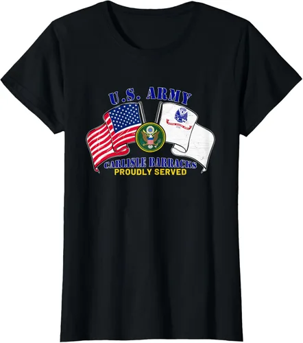 Vista 20 de Carlisle Barracks Pennsylvania Pa Army Base Camiseta con bandera estadounidense, Negro