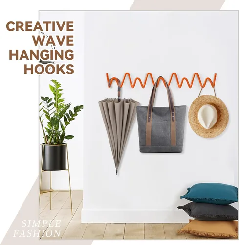 Vista 7 de Perchero de Pared con Montaje en Pared, Ganchos de Pared Creativos con Capacidad de 20KG, Fácil Instalación, Ganchos Multiusos para Abrigo, Negro