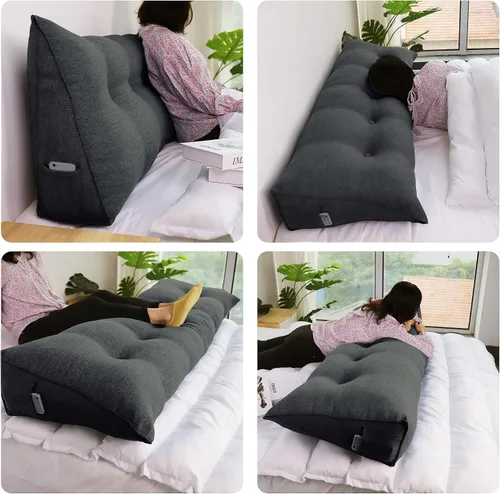 Vista 4 de Almohada de Cabecero de Cuña Tamaño Twin Almohada Grande de Bolster para Cama Almohada Triangular de Lectura Almohada de Apoyo para Sentarse