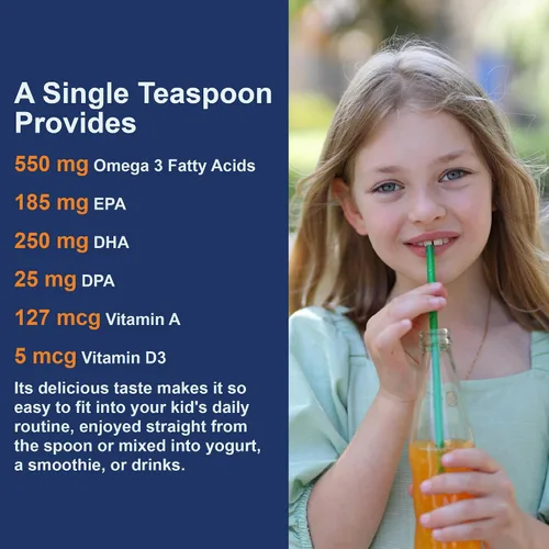 Vista 5 de Carlson - Aceite de hígado de bacalao para niños, 550 mg de omega-3, más vitaminas A y D3, bacalao ártico noruego capturado en la naturaleza, aceite