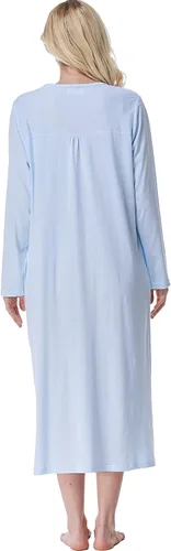 Vista 2 de Keyocean Camisones para mujer con bolsillos, 100% algodón, suave, ligero, manga larga, camisón para mujer