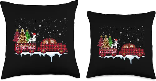 Vista 3 de Pit Bull Dog Christmas Red Plaid Truck Almohada para árbol de Navidad, 16 x 16 pulgadas, multicolor