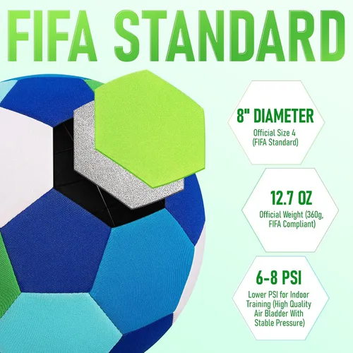 Vista 3 de Balón de fútbol para interiores, tamaño 4, suave, segura y silenciosa, pelota de juguete deportiva para interiores y patio, colorido cumpleaños