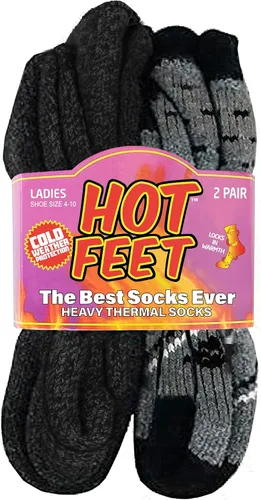 Vista 15 de HOT FEET Calcetines térmicos para mujer, calcetines térmicos para clima frío, gruesos y cálidos, para senderismo, calcetines aislados, tallas