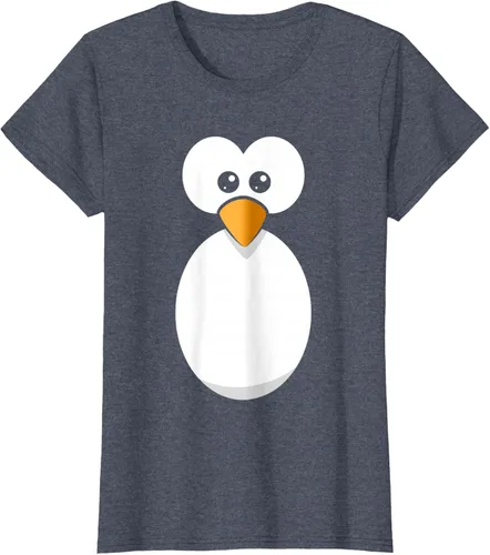 Vista 83 de Camiseta divertida con diseño de cara de pingüino o disfraz fácil, color negro, talla S