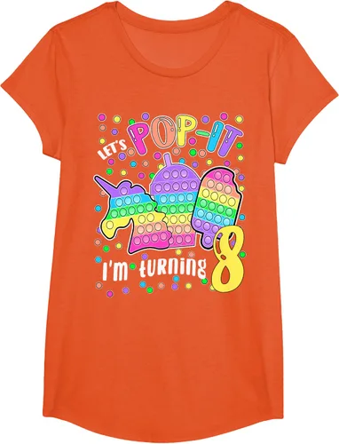 Vista 73 de Let's Pop-it I'm turning 8 Colorful 8th Birthday - Camiseta para niña, Negro